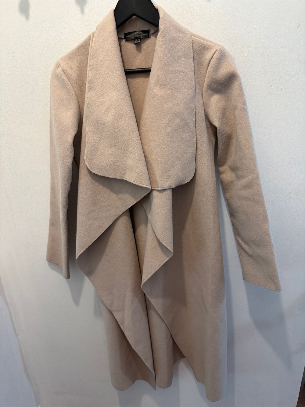 Mendocino Draped Open-Front Coat in Light Beige